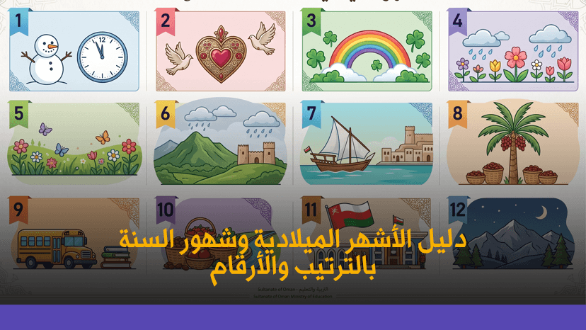 الأشهر الميلادية وشهور السنة بالترتيب والأرقام
